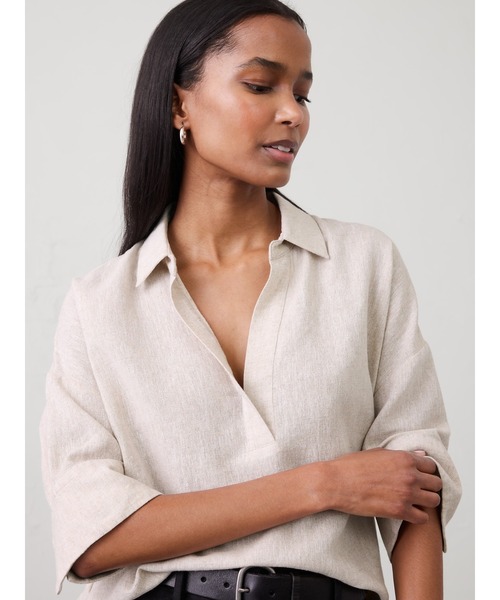BANANA REPUBLIC FACTORY STORE リネンブレンド ドレーピー ポップ