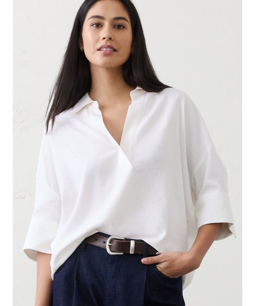 BANANA REPUBLIC FACTORY STORE リネンブレンド ドレーピー ポップ