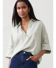 BANANA REPUBLIC FACTORY STORE リネンブレンド ドレーピー ポップオーバー シャツ