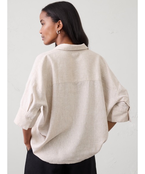 BANANA REPUBLIC FACTORY STORE(バナナリパブリック ファクトリーストア)の「BANANA REPUBLIC FACTORY STORE リネンブレンド ドレーピー ポップオーバー シャツ(シャツ/ブラウス・レディース・ベージュ/ホワイト/グリーン/ネイビー/ブルー系その他/ローズ・S/XS/L/M)」の11枚目の写真
