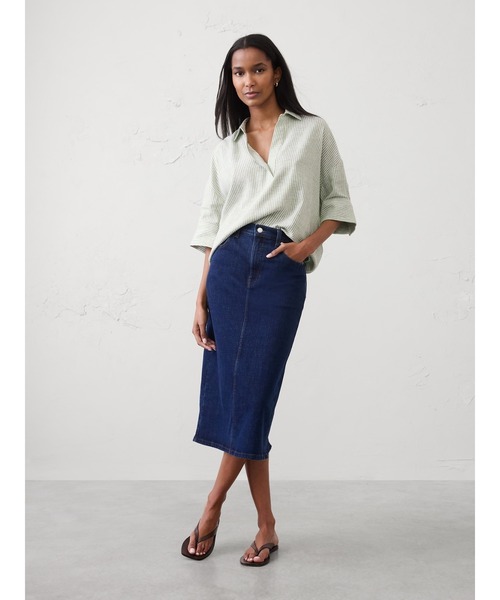 BANANA REPUBLIC FACTORY STORE リネンブレンド ドレーピー ポップ