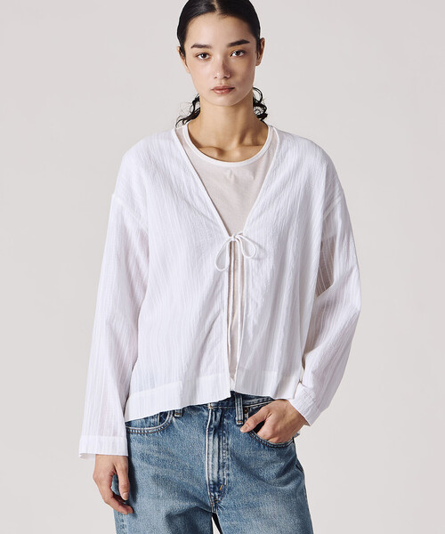 Bshop(ビショップ)の「INDIA INDUSTRY | コットンドビー カーディガンシャツ WOMEN(シャツ/ブラウス・レディース・オフホワイト・1)」の3枚目の写真
