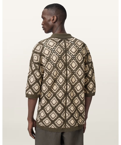 ALLSAINTS(オールセインツ)の「MORENA SHORT SLEEVE COLLARED CARDIGAN | MORENA 半袖 襟付き カーディガン(カーディガン/ボレロ・メンズ・グリーン系その他・S/M/L/XS)」の4枚目の写真