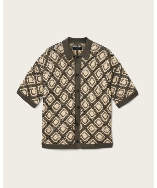 ALLSAINTS(オールセインツ)の「MORENA SHORT SLEEVE COLLARED CARDIGAN | MORENA 半袖 襟付き カーディガン(カーディガン/ボレロ・メンズ・グリーン系その他・S/M/L/XS)」の3枚目の写真