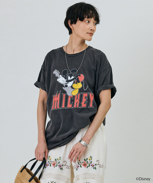 Freada(フリーダ)の「Freada/フリーダ 【MICKEY / ミッキー】ロック ビッグTシャツ(Tシャツ/カットソー・レディース・ブラック/ピンク・ONE SIZE)」の5枚目の写真