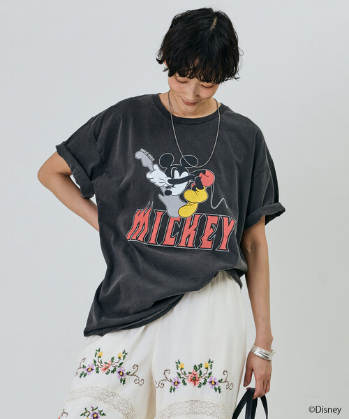 Freada(フリーダ)の「Freada/フリーダ 【MICKEY / ミッキー】ロック ビッグTシャツ(Tシャツ/カットソー・レディース・ブラック/ピンク・ONE SIZE)」の8枚目の写真