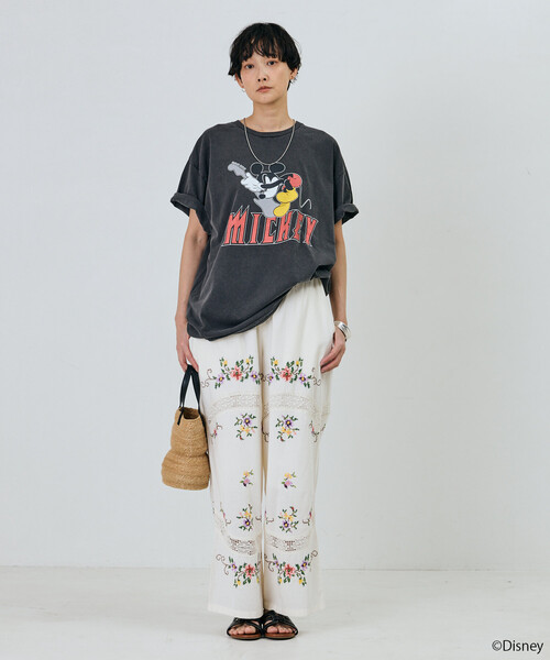 Freada(フリーダ)の「Freada/フリーダ 【MICKEY / ミッキー】ロック ビッグTシャツ(Tシャツ/カットソー・レディース・ブラック/ピンク・ONE SIZE)」の9枚目の写真