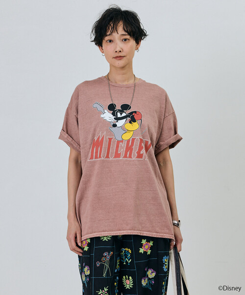 Freada(フリーダ)の「Freada/フリーダ 【MICKEY / ミッキー】ロック ビッグTシャツ(Tシャツ/カットソー・レディース・ブラック/ピンク・ONE SIZE)」の14枚目の写真