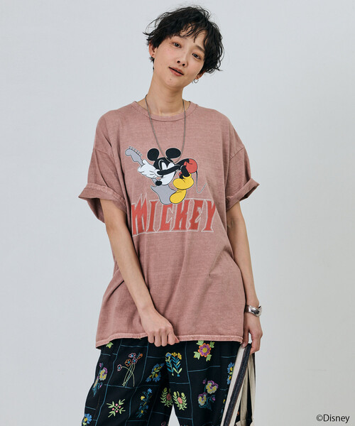 Freada(フリーダ)の「Freada/フリーダ 【MICKEY / ミッキー】ロック ビッグTシャツ(Tシャツ/カットソー・レディース・ブラック/ピンク・ONE SIZE)」の15枚目の写真