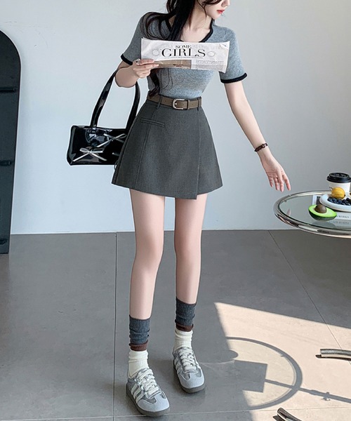 2ly2（トゥーリートゥー）の「ベルト付きアシンメトリーデザイン ショートパンツ（その他パンツ・レディース・グレー/ブラック・FREE）」の20枚目の写真