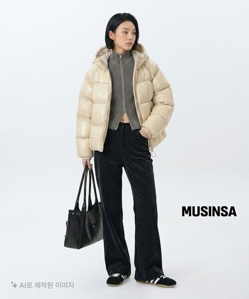 MUSINSA STANDARD WOMAN（ムシンサスタンダードウーマン）の「ウィメンズツートーンリブスリムニットジップアップ[ウォームグレー]（カーディガン/ボレロ・レディース・その他・MEDIUM/SMALL/X-SMALL/LARGE）」の2枚目の写真