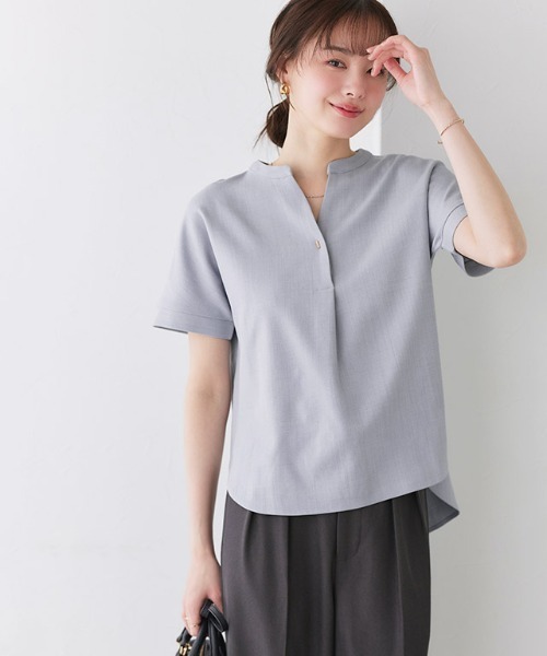 Pierrot(ピエロ)の「接触冷感リネンライクスキッパーブラウス(シャツ/ブラウス・レディース・ベージュ系その他/ライトベージュ/グレー系その他/チャコール/ネイビー・L/M/LL)」の6枚目の写真
