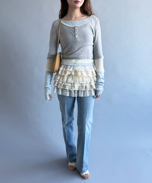 EDIT. FOR LULU(エディットフォールル)の「【YUHAN WANG/ユハン・ワン】lace ruffle tiered skirt(スカート・レディース・ホワイト・FREE)」の17枚目の写真