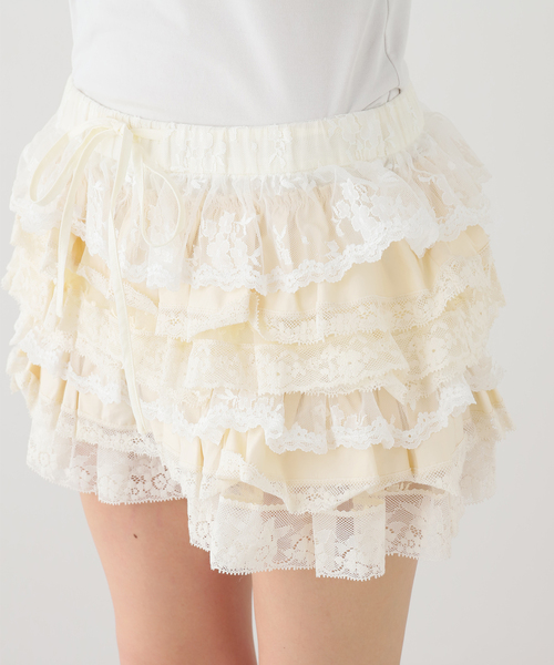 EDIT. FOR LULU(エディットフォールル)の「【YUHAN WANG/ユハン・ワン】lace ruffle tiered skirt(スカート・レディース・ホワイト・FREE)」の9枚目の写真