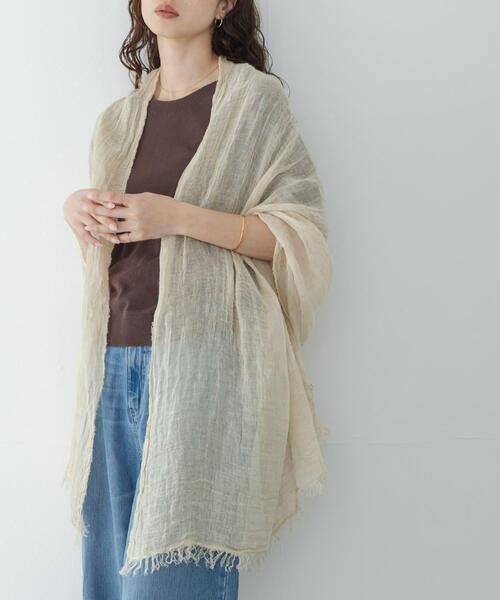 URBAN RESEARCH Sonny Label（アーバンリサーチサニーレーベル）の「イタリア製リネンストール（ストール/ショール・レディース・グレー/ベージュ/ブラック・ONE）」の3枚目の写真