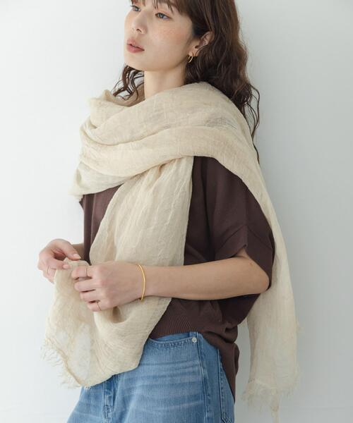 URBAN RESEARCH Sonny Label（アーバンリサーチサニーレーベル）の「イタリア製リネンストール（ストール/ショール・レディース・グレー/ベージュ/ブラック・ONE）」の5枚目の写真