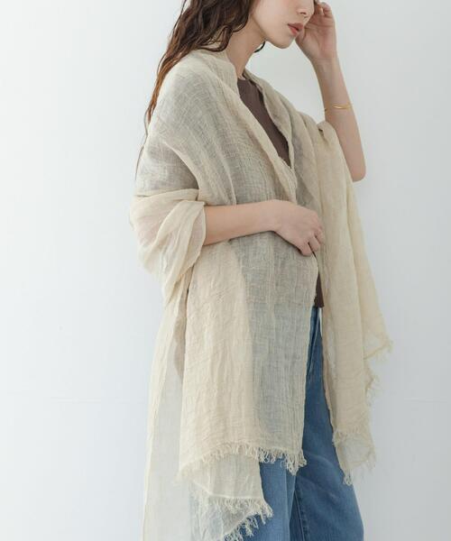 URBAN RESEARCH Sonny Label（アーバンリサーチサニーレーベル）の「イタリア製リネンストール（ストール/ショール・レディース・グレー/ベージュ/ブラック・ONE）」の6枚目の写真