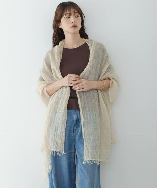 URBAN RESEARCH Sonny Label（アーバンリサーチサニーレーベル）の「イタリア製リネンストール（ストール/ショール・レディース・グレー/ベージュ/ブラック・ONE）」の7枚目の写真