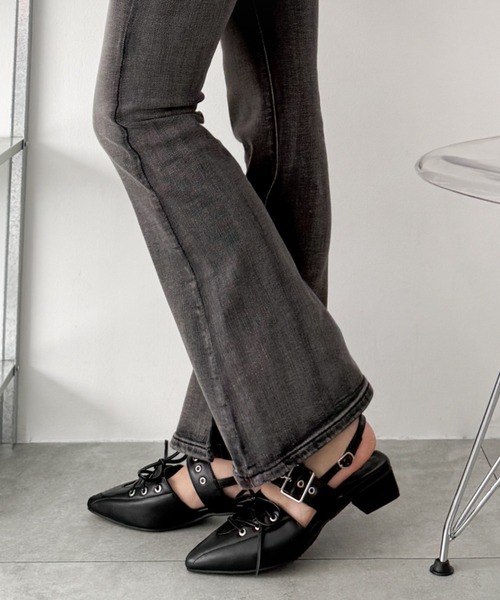 WEGO（ウィゴー）の「WEGO/【26年春夏新作】レースアップポインテッドシューズ（パンプス・レディース・ブラック・X-LARGE/LARGE/MEDIUM/SMALL）」の5枚目の写真