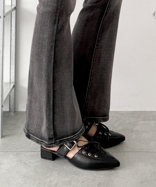 WEGO（ウィゴー）の「WEGO/【26年春夏新作】レースアップポインテッドシューズ（パンプス・レディース・ブラック・X-LARGE/LARGE/MEDIUM/SMALL）」の6枚目の写真