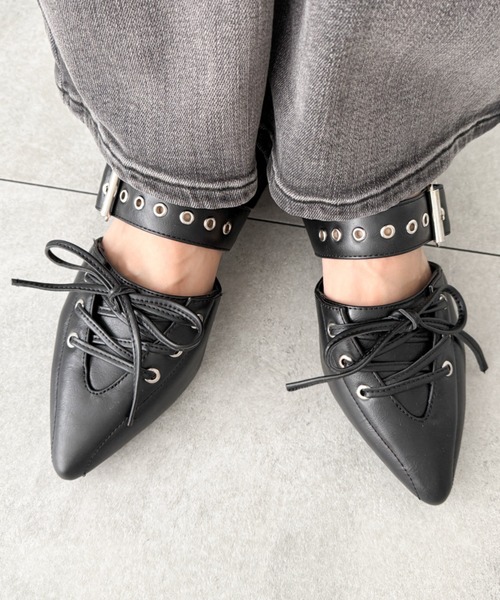 WEGO（ウィゴー）の「WEGO/【26年春夏新作】レースアップポインテッドシューズ（パンプス・レディース・ブラック・X-LARGE/LARGE/MEDIUM/SMALL）」の8枚目の写真