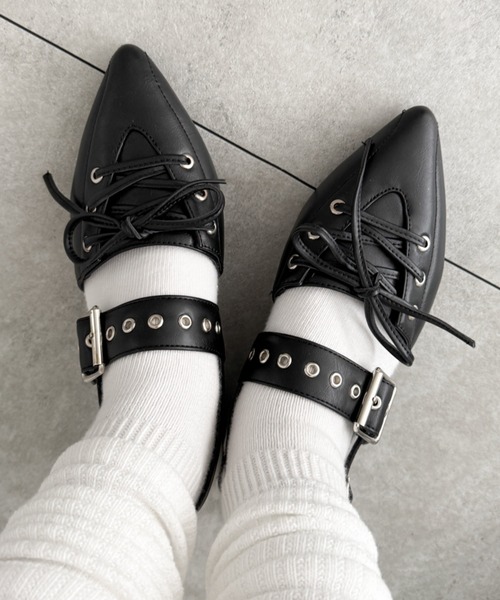 WEGO（ウィゴー）の「WEGO/【26年春夏新作】レースアップポインテッドシューズ（パンプス・レディース・ブラック・X-LARGE/LARGE/MEDIUM/SMALL）」の12枚目の写真