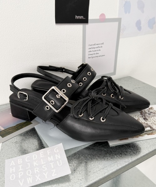 WEGO（ウィゴー）の「WEGO/【26年春夏新作】レースアップポインテッドシューズ（パンプス・レディース・ブラック・X-LARGE/LARGE/MEDIUM/SMALL）」の13枚目の写真