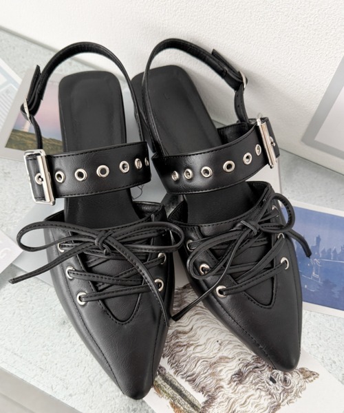 WEGO（ウィゴー）の「WEGO/【26年春夏新作】レースアップポインテッドシューズ（パンプス・レディース・ブラック・X-LARGE/LARGE/MEDIUM/SMALL）」の14枚目の写真