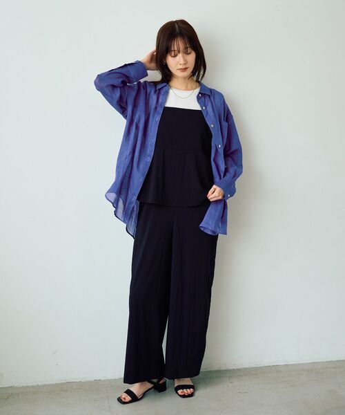YECCA VECCA(イェッカヴェッカ)の「ドライタッチペプラムサロペット(サロペット/オーバーオール・レディース・ブラック/ダークベージュ・FREE)」の19枚目の写真