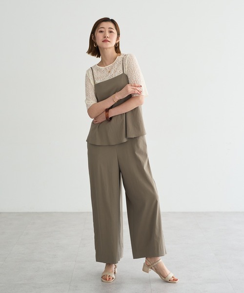 YECCA VECCA（イェッカヴェッカ）の「ドライタッチペプラムサロペット（サロペット/オーバーオール・レディース・ブラック/ダークベージュ・FREE）」の7枚目の写真