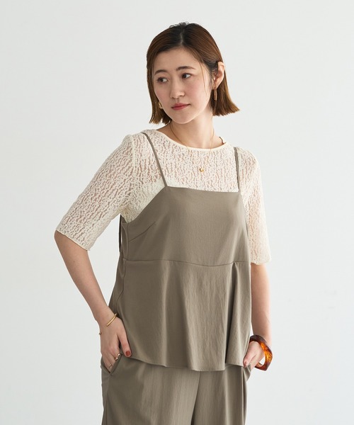 YECCA VECCA（イェッカヴェッカ）の「ドライタッチペプラムサロペット（サロペット/オーバーオール・レディース・ブラック/ダークベージュ・FREE）」の11枚目の写真