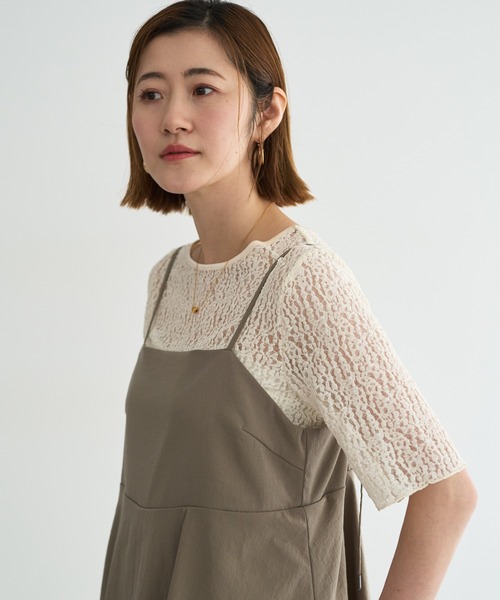 YECCA VECCA（イェッカヴェッカ）の「ドライタッチペプラムサロペット（サロペット/オーバーオール・レディース・ブラック/ダークベージュ・FREE）」の12枚目の写真