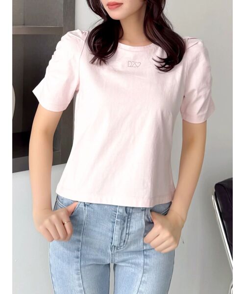dazzlin(ダズリン)の「【WEB限定】リボンストーンプチTシャツ(Tシャツ/カットソー・レディース・ピンク/ブラック/オフホワイト・FREE)」の3枚目の写真