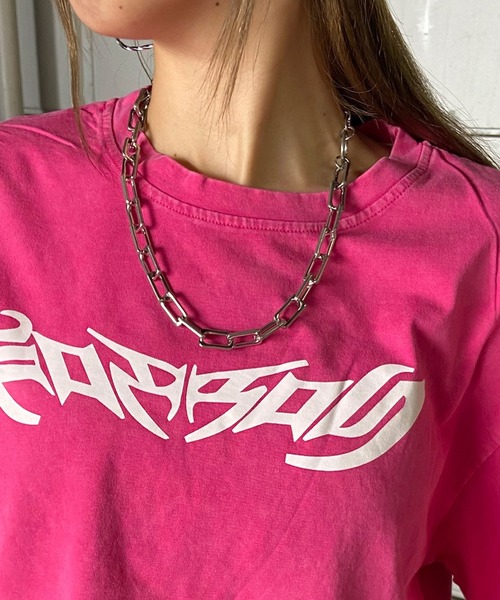 non-hedge（ノンヘッジ）の「ダメージ加工ショート丈Tシャツ（Tシャツ/カットソー・レディース・オフホワイト/ピンク/ブラック・FREE）」の12枚目の写真