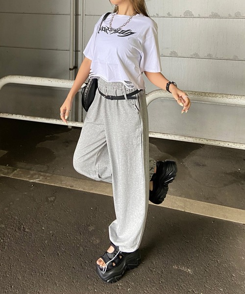 non-hedge（ノンヘッジ）の「ダメージ加工ショート丈Tシャツ（Tシャツ/カットソー・レディース・オフホワイト/ピンク/ブラック・FREE）」の18枚目の写真
