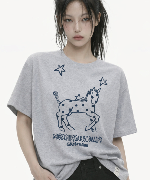 GRAVER（グレーバー）の「[ユニセックス]ドットポニー半袖Tシャツ_4カラー（Tシャツ/カットソー・レディース・ブラック/ホワイト/ライトグレー/ネイビー・SMALL/MEDIUM/LARGE）」の8枚目の写真
