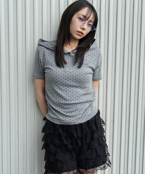 WEGO(ウィゴー)の「WEGO/【26年春夏新作】ヘンリーネックフードT(Tシャツ/カットソー・レディース・その他1/ホワイト/その他2・FREE)」の3枚目の写真