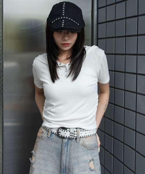 WEGO(ウィゴー)の「WEGO/【26年春夏新作】ヘンリーネックフードT(Tシャツ/カットソー・レディース・その他1/ホワイト/その他2・FREE)」の11枚目の写真