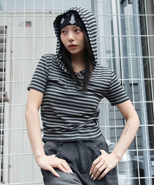 WEGO(ウィゴー)の「WEGO/【26年春夏新作】ヘンリーネックフードT(Tシャツ/カットソー・レディース・その他1/ホワイト/その他2・FREE)」の18枚目の写真