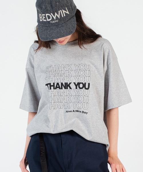 BEDWIN & THE HEARTBREAKERS（ベドウィン アンド ザ ハートブレイカーズ）の「S/S PRINTED TEE "THANK YOU"（Tシャツ/カットソー・メンズ・ネイビー/レッド/グリーン/ブルーグリーン/ネイビー系/ブラック/グレー・XX-LARGE/X-LARGE/LARGE/MEDIUM/SMALL）」の3枚目の写真