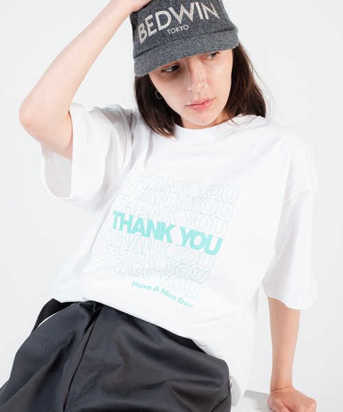 BEDWIN & THE HEARTBREAKERS（ベドウィン アンド ザ ハートブレイカーズ）の「S/S PRINTED TEE "THANK YOU"（Tシャツ/カットソー・メンズ・ネイビー/レッド/グリーン/ブルーグリーン/ネイビー系/ブラック/グレー・XX-LARGE/X-LARGE/LARGE/MEDIUM/SMALL）」の5枚目の写真