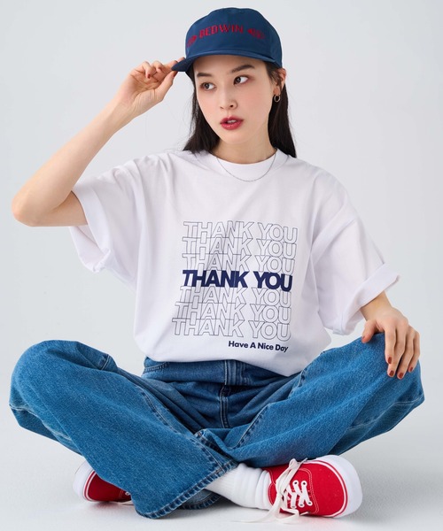 BEDWIN & THE HEARTBREAKERS(ベドウィン アンド ザ ハートブレイカーズ)の「S/S PRINTED TEE "THANK YOU"(Tシャツ/カットソー・メンズ・ネイビー/レッド/グリーン・XX-LARGE/X-LARGE/LARGE/MEDIUM/SMALL)」の20枚目の写真