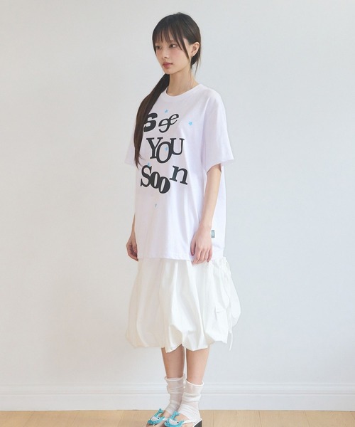 Video Jockey(ビデオジョッキー)の「【UNISEX】VIDEO JOCKEY/SEE YOU SOON スタープリントTシャツ(Tシャツ/カットソー・レディース・イエロー/ホワイト・MEDIUM)」の4枚目の写真