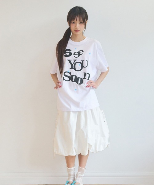 Video Jockey(ビデオジョッキー)の「【UNISEX】VIDEO JOCKEY/SEE YOU SOON スタープリントTシャツ(Tシャツ/カットソー・レディース・イエロー/ホワイト・MEDIUM)」の3枚目の写真
