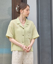 リネンレーヨン開襟シャツ