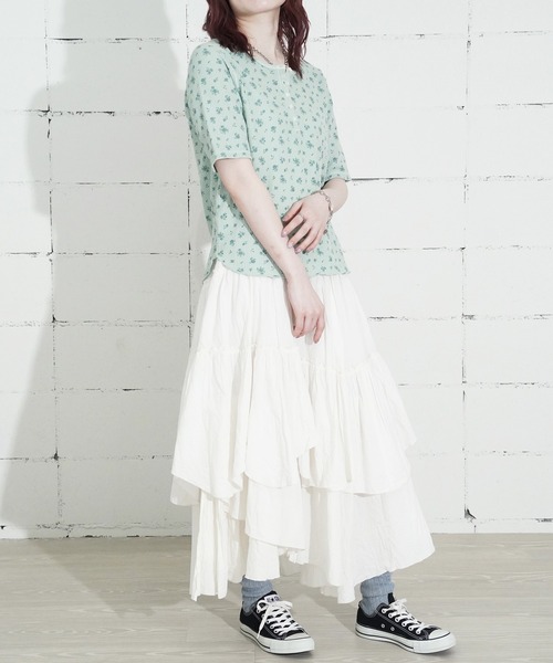 JEMORGAN(ジェーイーモーガン)の「"04"≪JEMORGAN≫パックT ワッフル 花柄 ハーフスリーブ ヘンリーネック Tシャツ ピグメント染め(Tシャツ/カットソー・レディース・イエロー系1/ダルブルー系1/グレー系1/ライトグリーン系1・FREE)」の7枚目の写真