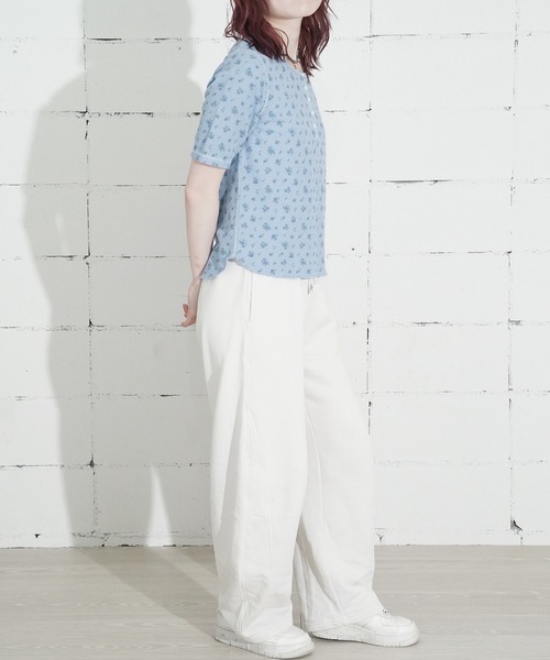 JEMORGAN(ジェーイーモーガン)の「"04"≪JEMORGAN≫パックT ワッフル 花柄 ハーフスリーブ ヘンリーネック Tシャツ ピグメント染め(Tシャツ/カットソー・レディース・イエロー系1/ダルブルー系1/グレー系1/ライトグリーン系1・FREE)」の9枚目の写真