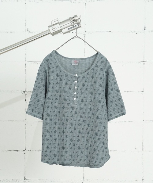 JEMORGAN(ジェーイーモーガン)の「"04"≪JEMORGAN≫パックT ワッフル 花柄 ハーフスリーブ ヘンリーネック Tシャツ ピグメント染め(Tシャツ/カットソー・レディース・イエロー系1/ダルブルー系1/グレー系1/ライトグリーン系1・FREE)」の21枚目の写真