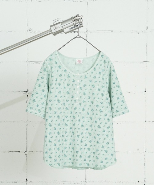 JEMORGAN(ジェーイーモーガン)の「"04"≪JEMORGAN≫パックT ワッフル 花柄 ハーフスリーブ ヘンリーネック Tシャツ ピグメント染め(Tシャツ/カットソー・レディース・イエロー系1/ダルブルー系1/グレー系1/ライトグリーン系1・FREE)」の22枚目の写真