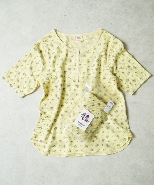 JEMORGAN(ジェーイーモーガン)の「"04"≪JEMORGAN≫パックT ワッフル 花柄 ハーフスリーブ ヘンリーネック Tシャツ ピグメント染め(Tシャツ/カットソー・レディース・イエロー系1/ダルブルー系1/グレー系1/ライトグリーン系1・FREE)」の20枚目の写真